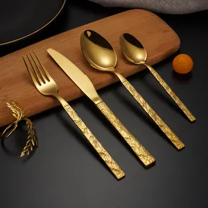 Cubiertos de lujo de estilo palaciego, cuchillo pulido con espejo, tenedor, cuchara, nuevo producto, cubiertos de acero inoxidable, juego de cubiertos dorados