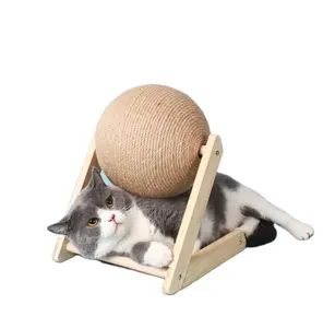 Cat Scratch Board Holz Schleif klaue Hand gewickelt Schwert Hanf Seil Ball Katze Kletter rahmen kratz festes Spielzeug