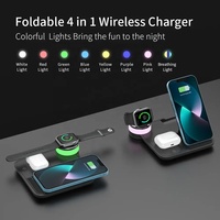 Support de chargeur sans fil 4 en 1 pour iPhone 15 14 13 Samsung S22 S21 20 Ultra Note Galaxy Watch Station de charge rapide pliable Dock