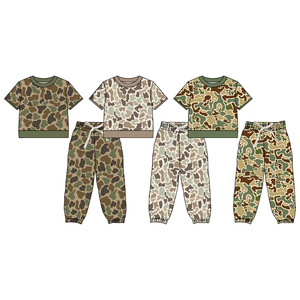 Custom Camouflage Boys Girls Outfits Wholesale Sibling Matching Styles <b>Toddler</b> Hunt Clothing Boutique Kids Factory Price Clothes - Product Image 1