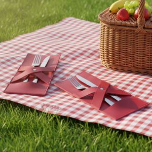 Pu Leather <b>Flatware</b> Sets Cutlery Pouch Reusable Craftsman Design Business Gift - Product Image 6