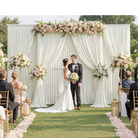 Rideau de fond de scène ivoire pour mariages, drapé en spandex sans plis pour arrière-plan photo d'anniversaire