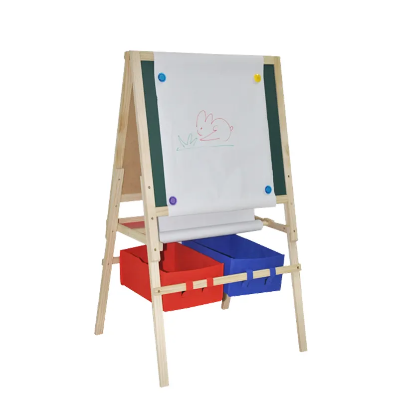 Hot Sell Quadro Desenho Brinquedos Livre de poeira Limpando Dupla face Escrita Cavalete de Ensino Aids Kids Wood Drawing Board