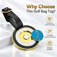 Étiquette de sac de golf tendance Ausluofell en alliage de zinc, surface émaillée brillante, marqueur de balle à aimant puissant pour événements de golf et souvenirs de championnat