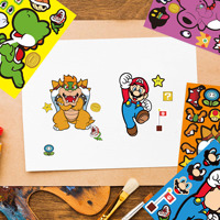 Buat Stiker Wajah 16 Lembar Paket Super Bros Buat Stiker Sendiri untuk Dekorasi Pesta Anak-Anak Remaja
