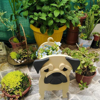 Planteur en forme de chien, Pot de fleurs, carlin, récipient pour l'intérieur et l'extérieur, décoration d'animaux, vente en gros,