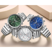 Jam Tangan Wanita MINI MF0494L Luminous Hands Stainless Steel Strap Elegant Quartz Chronograph Fashion
