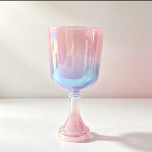 Cuenco de cristal de cuarzo alquímico rosa y azul, instrumento de sanación por sonido tipo Santo Grial, portátil, con mazo - Product Image 4