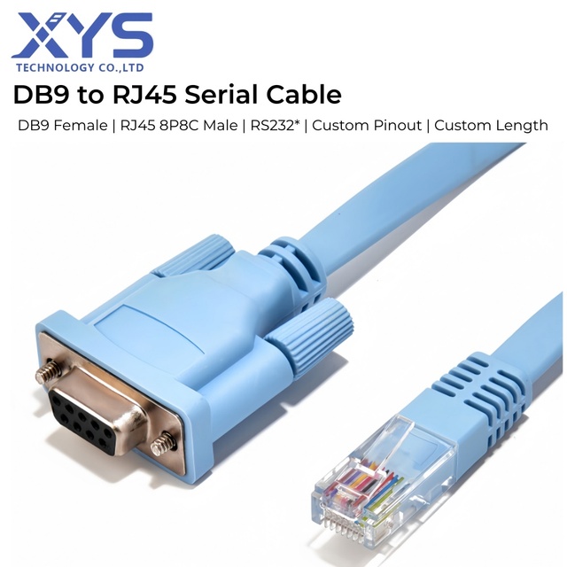 DB9 Female to RJ45 Male Serial Console Cable RS232 Communication Adapter Cable for Industrial Equipment
