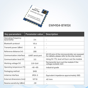 Ebyte ODM EWM104-BT41SX SPP BLE5.4 porta seriale Dual-mode modulo Wireless UART 2.4GHz ai comandi configurazione porta seriale - Product Image 2