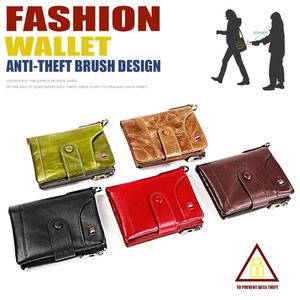 Nouvelle mode pour hommes, portefeuille court en cuir de vache véritable, anti-RFID, portefeuille rétro multifonction, portefeuille décontracté pour affaires avec fermeture éclair - Product Image 2