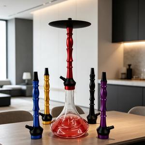 Moderna Cachimba de Vidrio con Base de Aluminio, Set de Pipa de Agua Colorida, Accesorio para Fumar Tabaco para Salón, Bar y Hogar - Product Image 1