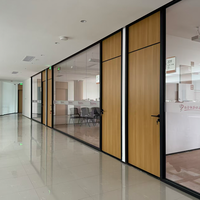 Interior Sliding Glass Door System Room Divider Partition Modern Office Commercial Glass Partition Wall for Fit Out