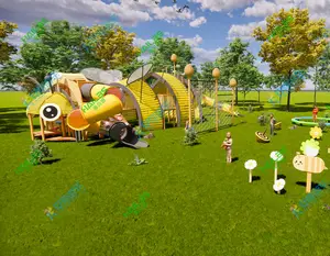 Terrain de jeux d'extérieur pour enfants, équipement pour parc d'attractions extérieur, jouet en plastique, toboggan, pièces