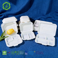 Contenant alimentaire jetable en amidon de maïs à 4 compartiments, vente en gros, boîte à lunch divisée, emballage alimentaire à emporter pour cantine et restauration