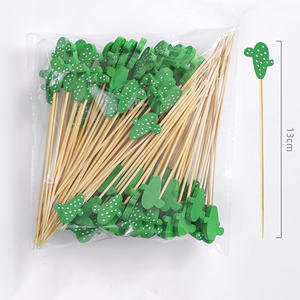 Tusuk gigi bambu berbentuk kaktus untuk dekorasi makanan pesta Skewers bambu tusukan buah Cupcake Mini kreatif - Product Image 3