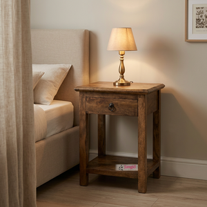Reclaimed Wood Bedroom Nightstands Living Room Bedside 1 <b>Drawer</b> <b>Table</b> <b>Telephone</b> Stand For Hotel Farmhouse - Product Image 3