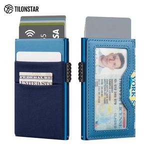 TILONSTAR TVC326-Porte-cartes de crédit Slim pour homme, portefeuille RFID en aluminium avec pochette arrière élastique - Product Image 1