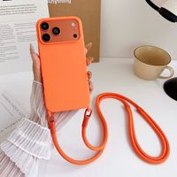 Coques de téléphone portables antichoc en gel de silicone couleur unie, pulvérisées à l'huile, 7 mm, monobloc, avec cordon bandoulière, style simple et tendance, compatibles