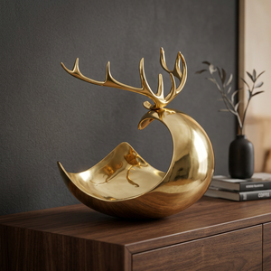 Bol décoratif de luxe en forme de bois de cerf doré, sculpture animale, figurine d'appoint pour table, décoration intérieure, centre de table pour salon - Product Image 3