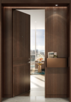 Porte d'entrée extérieure en acier moderne de luxe à double battant en aluminium pour villa