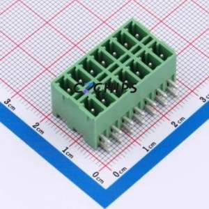 DB2ERHB-3.81-2*7P-GN Plug-in Terminal Block Bent Lead Through Hole,P=3.81mm Board-to-Board / Socket - Closed 2x7P 3.81mm Green - Product Image 1