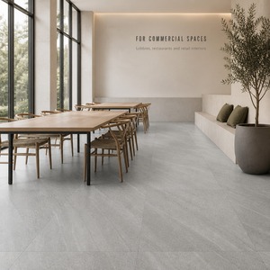 Carrelage en porcelaine de 10 mm d'épaisseur, 600x1200 mm, grain de pierre gris, finition mate, pour murs et sols - Product Image 4