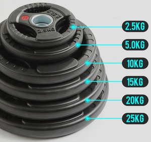 Factory Wholesale Gym Lb Dreiloch-Gewichts stück 10kg/15/20 /25 Hand greifer Gummi-Lang hantel platten - Product Image 5