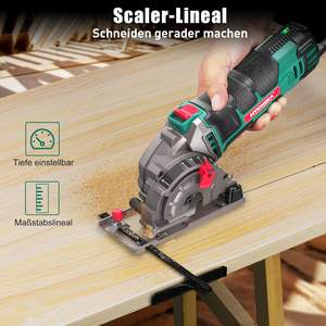 HYCHIKA Mini <span class=keywords><strong>scie</strong></span> <span class=keywords><strong>circulaire</strong></span> à main avec 3 lames de <span class=keywords><strong>scie</strong></span>, guide laser, <span class=keywords><strong>règle</strong></span> d'échelle - Product Image 4