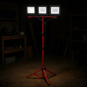Lámpara LED Portátil para Camping con Soporte, 15000 Lúmenes, 3 Cabezales, Cable de Alimentación CA, para Interiores y Exteriores, Lámpara de Trabajo, Aleación de Aluminio Roja - Product Image 2