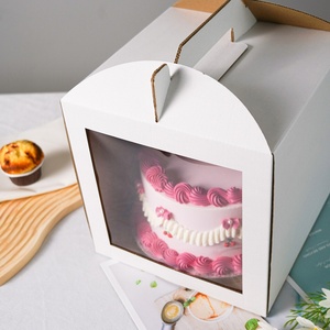 Sunshine Custom New Plain White 12*14 Inch Birthday Wedding Cake <b>Box</b> Portable with High Transparent Window - Product Image 2