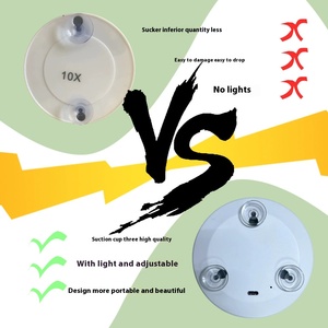 <span class=keywords><strong>Espejo</strong></span> de Maquillaje con Luz LED para <span class=keywords><strong>Baño</strong></span>, Doble Cara, Acabado Plateado, 4 Pulgadas (10 cm), 10X 20X 30X Aumentos, Recargable, con Ventosas - Product Image 5