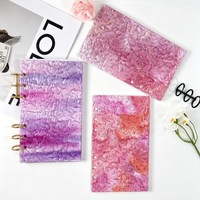 Couverture de classeur en acrylique effet vague d'eau, 6 trous, couleur rose tendance, format A6, pour carnet de budget DIY