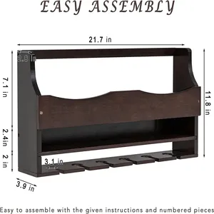 Portabottiglie da parete in vetro montato portabottiglie natalizio in bambù - Product Image 2