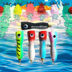 Leurre artificiel imprimé en bois, type Wave <span class=keywords><strong>Paddle</strong></span> Popper, avec hameçons pour la pêche au bar en haute mer depuis un bateau 25g/45g - Product Image 4