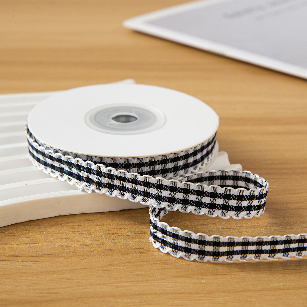 Bordure en dentelle à carreaux noirs de 1 cm, 10 mètres