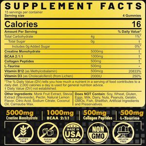 OEM 5000mg <b>Creatine</b> Monohydrate Gummies, Sugar-Free, Lemon Flavor - Enhance Muscle Strength & Sports Performance for Gym Lovers - Product Image 3