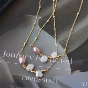 Collier en perles de culture d'eau douce de style baroque rétro français pour femmes, luxe léger, rose pâle et violet, collier clavicule - Product Image 4