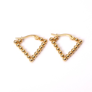 Pendientes de Acero Inoxidable con Baño de Oro PVD de 18k para Mujer, Pendientes Triangulares con Cuentas de Moda, Venta al por Mayor Directa de Fábrica - Product Image 3