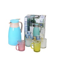 Meilleure vente de bouilloire thermos de style européen, doublure en verre, boîte cadeau de cinq pièces en verre