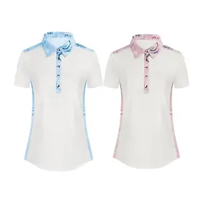 Đồng Bằng Màu Trắng Tùy Chỉnh Thêu Logo Phụ Nữ Quá Khổ Golf Polo T Áo Sơ Mi 100% Cotton 160G Nữ Polo Áo Sơ Mi