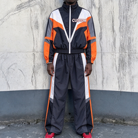 Ensemble de survêtement décontracté pour homme, coupe-vent en nylon color block, veste légère à fermeture éclair intégrale et pantalon de jogging, deux pièces