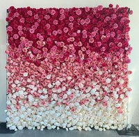 Mur de fleurs artificielles 5D en soie pour mariage - Roses rouges bordeaux, taille et design personnalisables, décoration florale romantique longue