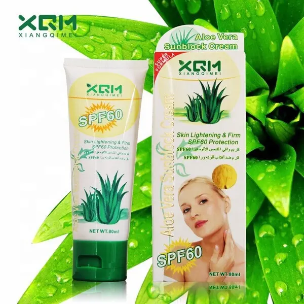 Nieuwe Collectie Xqm SPF60 Pa + + + Natuurlijke Organische Aloë Zonnebrandcrème Merken Whitening Cream Met Zonnebrandcrème Bescherming