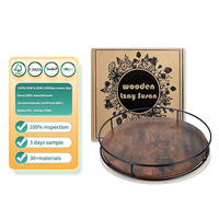 Plateau tournant Lazy Susan en bois de style vintage avec rail métallique flexible, multifonction, compatible lave-vaisselle, organisateur ovale pour la cuisine