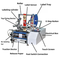 Machine d'étiquetage semi-automatique double face électrique à pression supérieure, décollage unidirectionnel pour flacons, capsules, bouteilles en verre, stable, certifiée CE