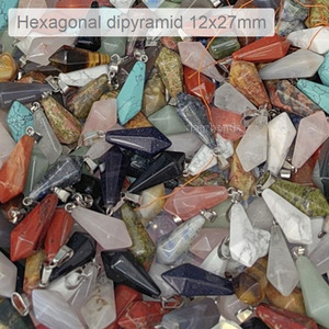 Bán buôn 45 giống của đá tự nhiên Mặt dây chuyền pha lê quyến rũ đối với trang sức làm, với hợp kim kẽm móc cài - Product Image 6