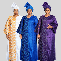 Robes traditionnelles africaines pour femmes, vêtements brodés avec des strass, robe ample femme Dashiki Boubou + foulard