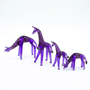 Juego de Figuras de Jirafa de Vidrio Soplado a Mano, Transparentes con Manchas Verde Azulado, Decoraciones de Animales, Artesanía Hecha a Mano - Product Image 2