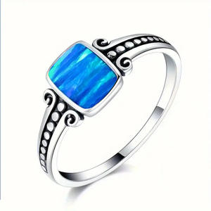 Bague géométrique en labradorite T0927, sertissage carré, pierre naturelle, bijou unisexe, cadeau tendance - Product Image 4